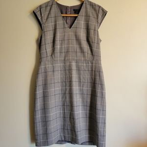 Ann Taylor Grey Suit Dress, V-Neck, Size 12